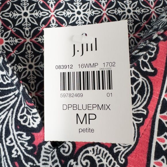 J. Jill Paisley Mixed Print Long Sleeve Shift Dress Petite Medium Boho Lagenlook - Picture 4 of 12